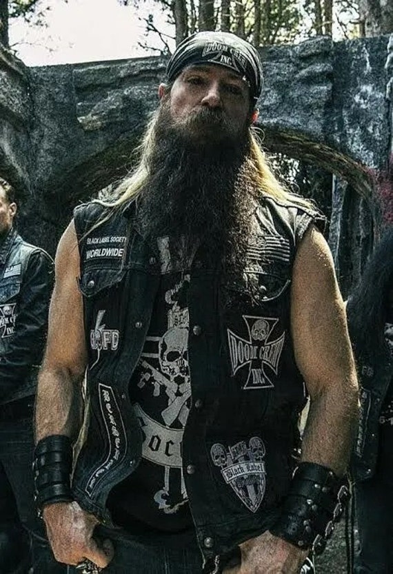 Men's Black Label Society BLS Black Leather Vest - New