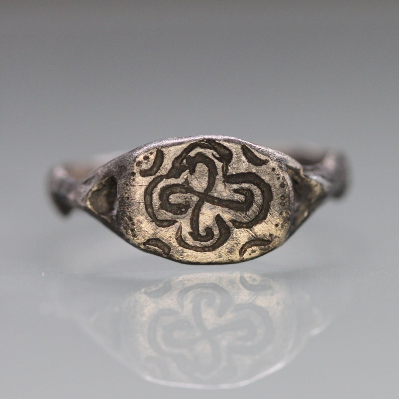 Ancient Medieval Viking Silver Swastika Ring. Sun Cross Ring. Viking
