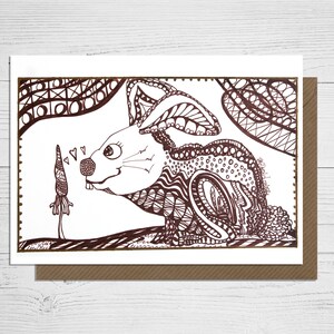 Hand Drawn Blank Greeting Card Download, Bunny, Nature Card, Rabbit Card for Women, Sweet Gift, Illustrated Card for Friends