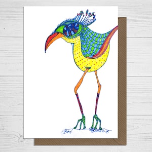Download de cartão de felicitações em branco desenhado à mão, pássaro, cartão de natureza, cartão de ficção científica para mulheres, presente exclusivo, cartão ilustrado para amigos
