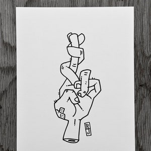 Original Art - Crossed Fingers - Drawing With Doofus