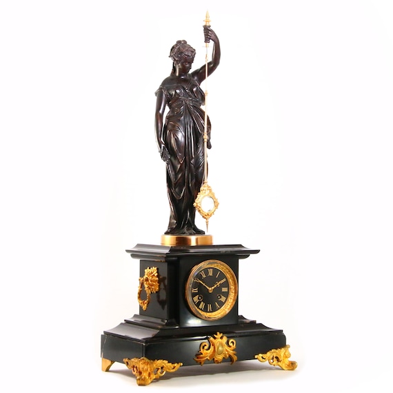 Antique French Mystery Clock Circa 1875 by A.r.guilmet Black