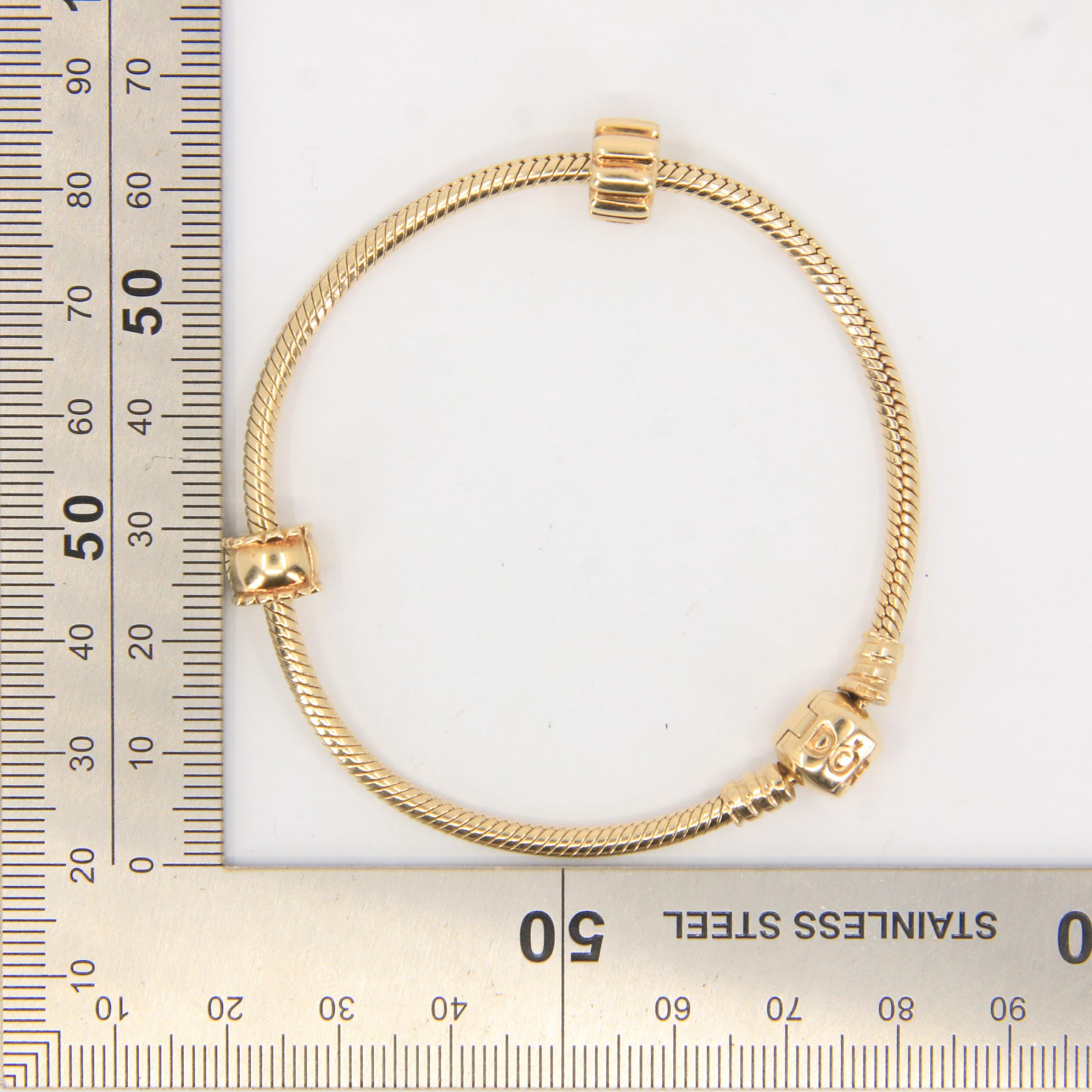 Pandora 14ct Solid Gold Snake Chain Bracelet 19cm Yellow Gold