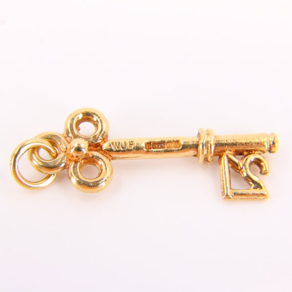 21 Coming of Age Door Key 9ct Gold Charm Pendant … - image 6