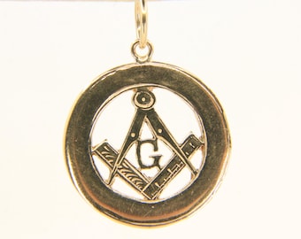 ヴィンテージ フリーメイソン ボールペンダント：9カラット ゴールド