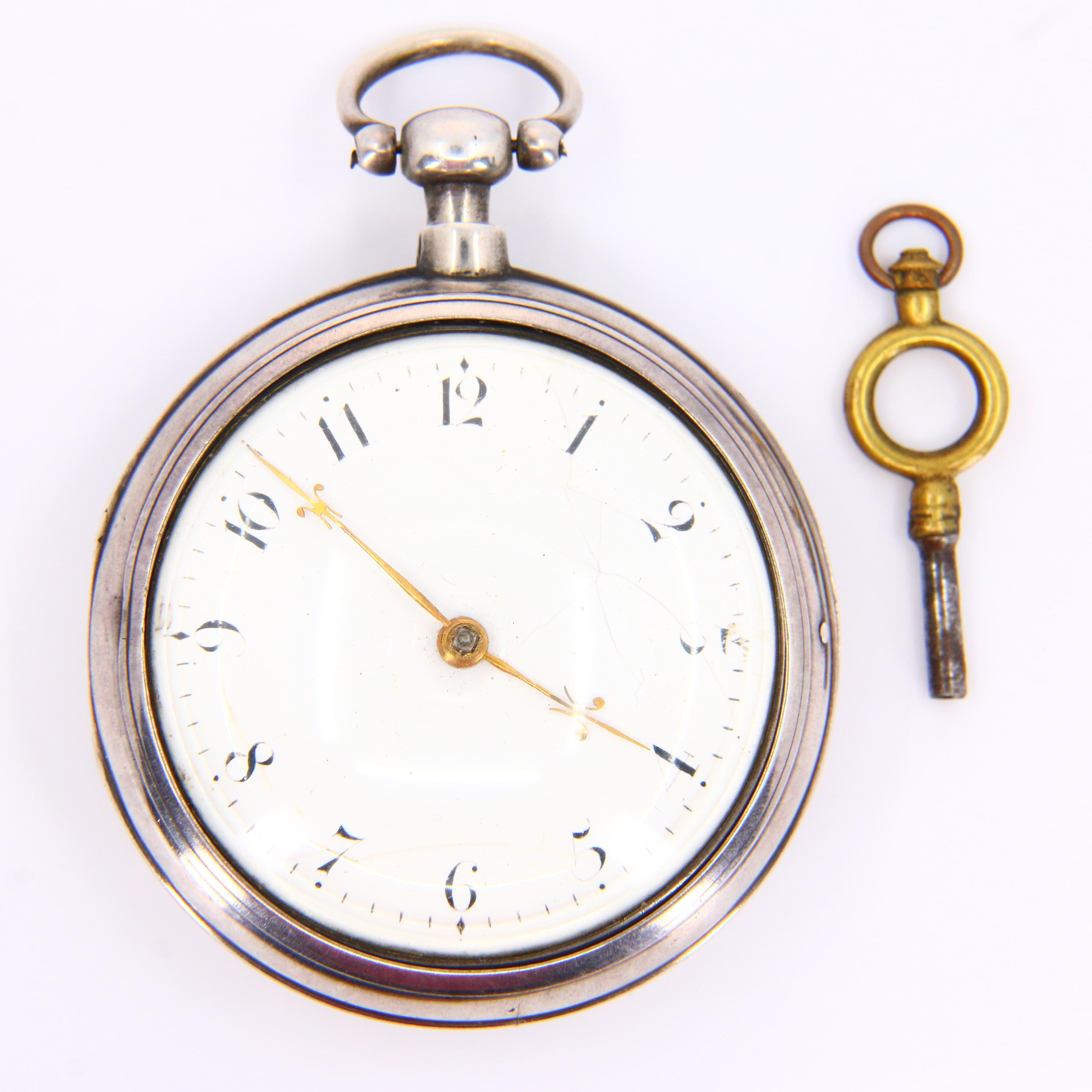 Montre De Poche Ancienne En Argent Massif - Remontage Manuel - Cadran émaillé - Occasion Fonctionnelle