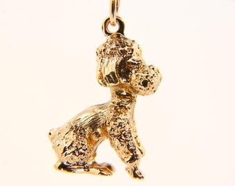 Colgante vintage de caniche en oro de 9 quilates: regalo de oro macizo para amantes de los perros