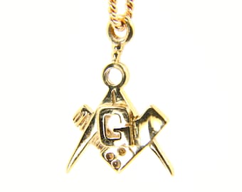 Vintage 9ct Masonic Gold Charm Hallmarked Yellow Gold Freemason Pendant Small