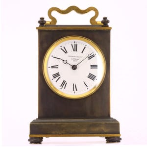 Antique Arnold & Dent London Carriage Clock Fusee Movement Bronze Case Circa 1850
