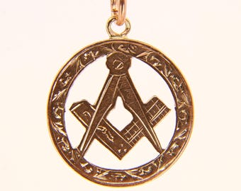 ヴィンテージ フリーメイソン ボールペンダント：9カラット ゴールド