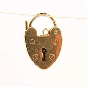 Vintage 9ct Heart Lock Gold Charm Padlock Closer Pendant Solid Gold Hallmarked Gifts Crafts