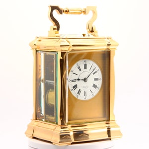 Antique Carriage Clock Repeating Strike 1900 French Brass 8 Day Clock
