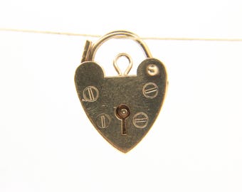 Vintage 9ct Heart Lock Gold Charm Padlock Closer Pendant Hallmarked Gifts Crafts