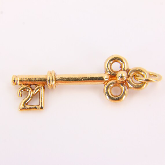 21 Coming of Age Door Key 9ct Gold Charm Pendant … - image 3