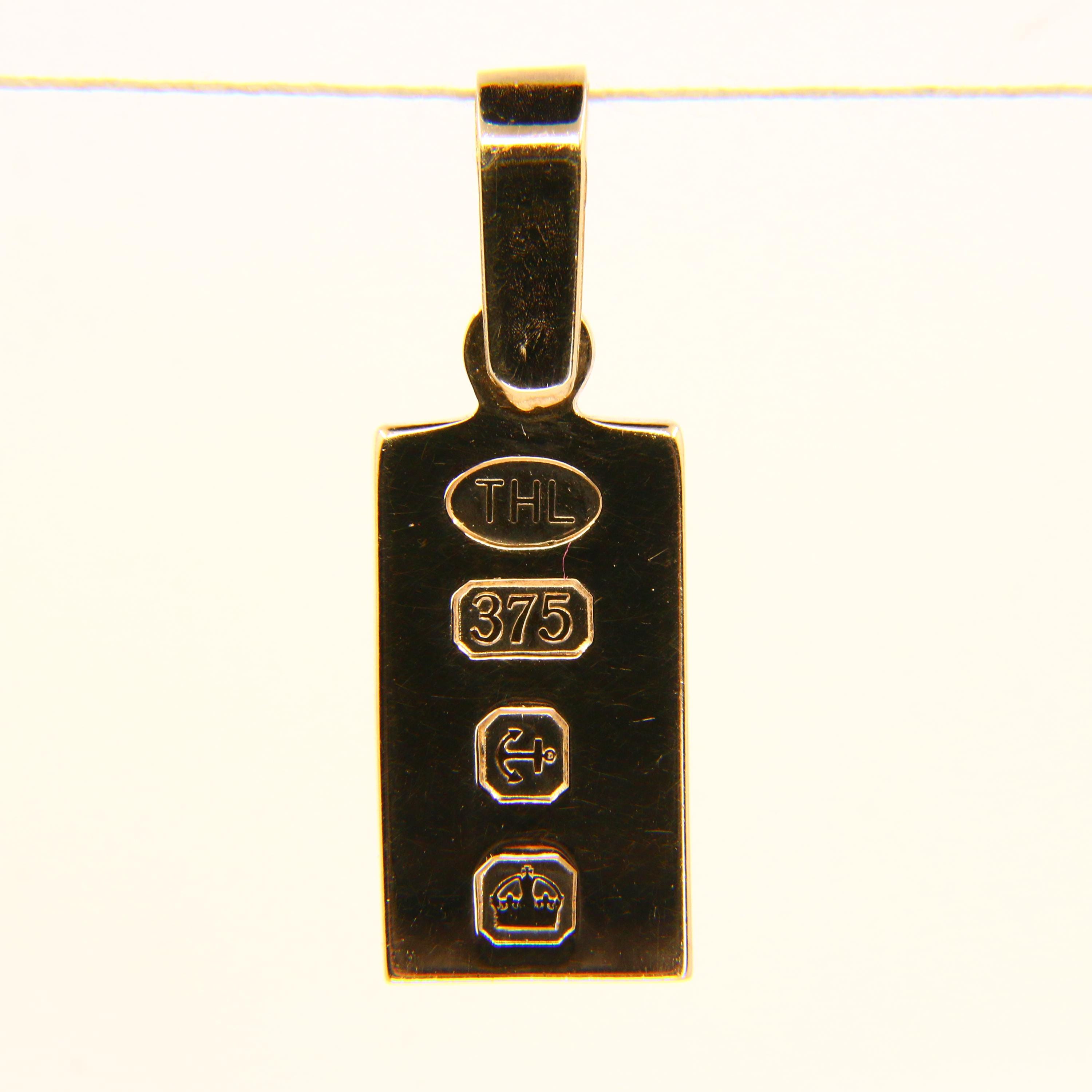 Vintage 9ct Gold Ingot Charm – Solid Hallmarked 9 Carat Gold Pendant