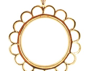 Vintage 9ct Full Sovereign Coin Frame Wire Display Pendant Solid Gold ...