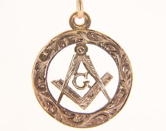 ヴィンテージ フリーメイソン ボールペンダント：9カラット ゴールド