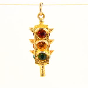 Vintage 9ct Yellow Gold Traffic Light Charm Pendant