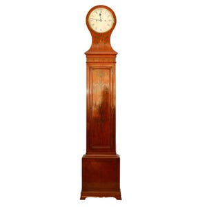 Rare Antique Scottish Satinwood Longcase Clock – Painted 8-Day Striking Clock c.1900 – Wilson & Sharp Edinburgh – Antique Clock