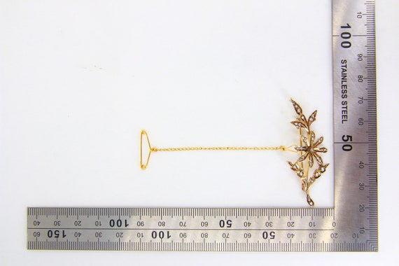 Antique Edwardian 9ct Gold Pearl Set Floral Spay … - image 5