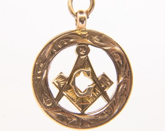 ヴィンテージ フリーメイソン ボールペンダント：9カラット ゴールド
