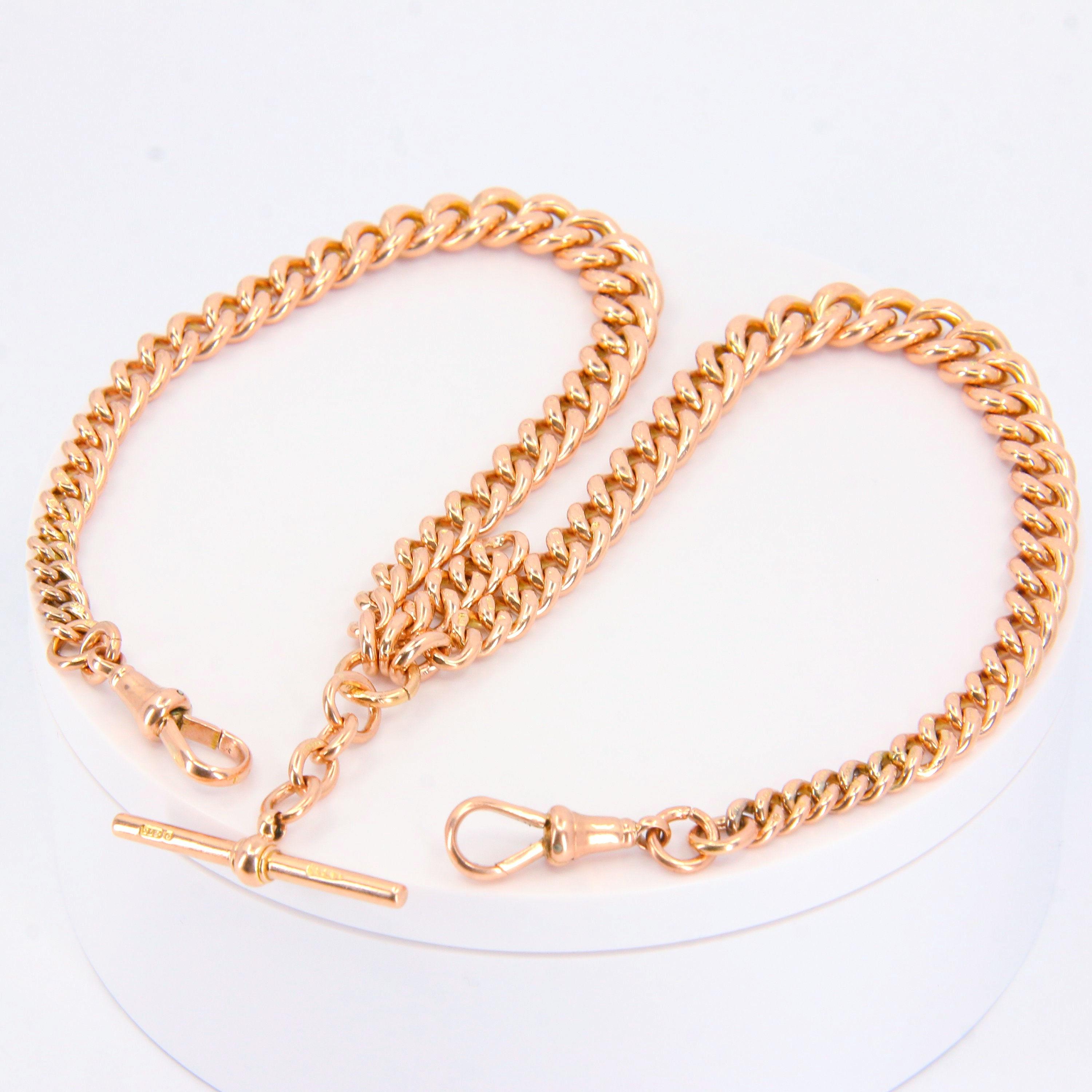 Antique 9ct Rose Gold Double Albert Graduated Link Pocket Watch Chain Necklace 9 Carat Rose Gold Antique Chain Gift Circa 1919 Etsy Australia