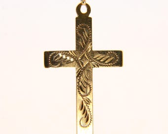 Vintage 9ct Yellow Gold Cross Pendant: Hallmarked Religious Charm