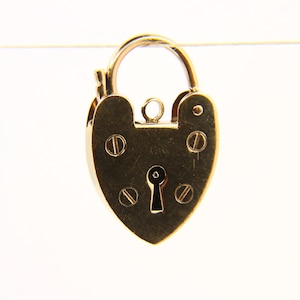 Vintage 9ct Heart Lock Gold Charm Padlock Closer Pendant Solid Gold Hallmarked Gifts Crafts
