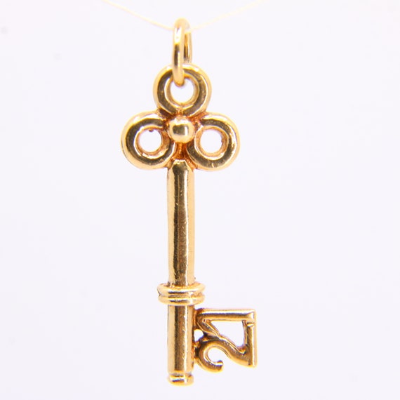 21 Coming of Age Door Key 9ct Gold Charm Pendant … - image 1