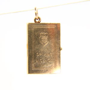 Vintage 9kt rijbewijsbedelpapieren 9 karaats geelgouden hanger met hallmark