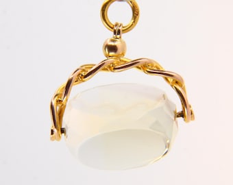 Antike 9 Karat Gold Citrin Spinner Anhänger - Vintage Fob Anhänger