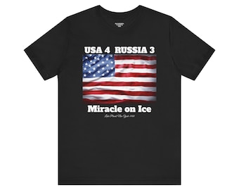 Miracle on Ice t-shirt, USA Hockey t-shirt, usa vs russia t-shirt, us hockey shirt usa 1980 hockey shirt Unisex Jersey Short Sleeve Tee