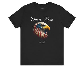 Freedom Patriotic Born Free American USA Jersey Short Sleeve Tee
