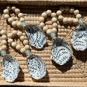 Serena & Lily Inspired  Coastal Oyster Shell Napkin Rings/Wine Charms
