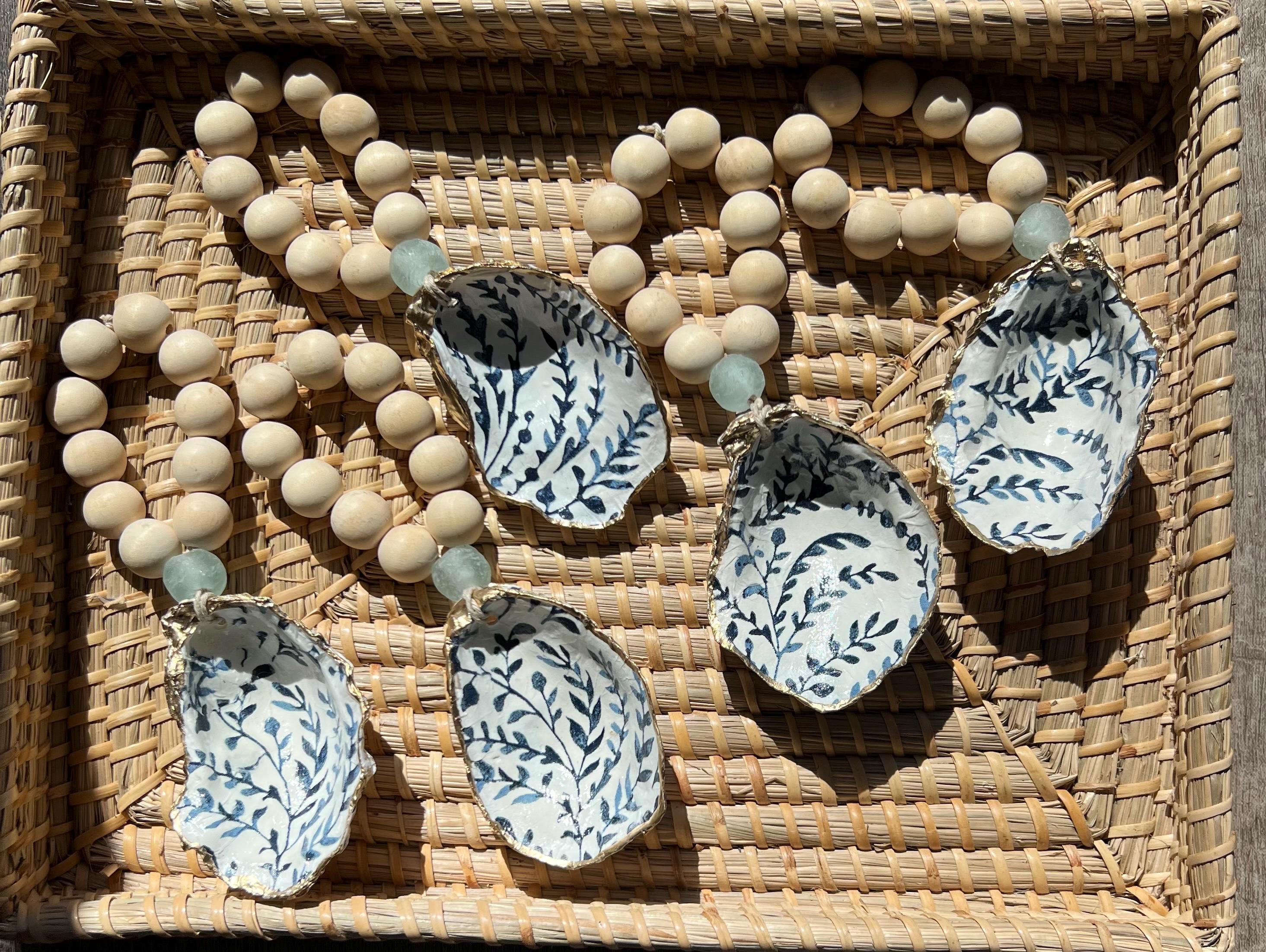 Serena & Lily Inspired  Coastal Oyster Shell Napkin Rings/Wine Charms