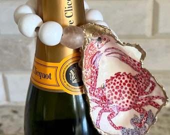Coastal Oyster Shell Crab Wine/Bottle Charm