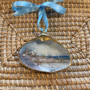 Beach scene Clam Shell ornaments