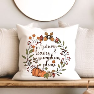 Fall Throw Pillow, Autumn Leaves and Pumpkins Please Fall Couch Pillow, Rustic Home Decor, Fall Home Decor, Pumpkin Pillow, Halloween Decor