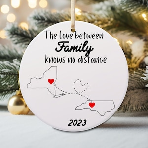 Miles Apart Ornament, Long Distance Family Friendship, State Ornament, Side by Side, Christmas Gift, Personalized Christmas Ornament, Friend