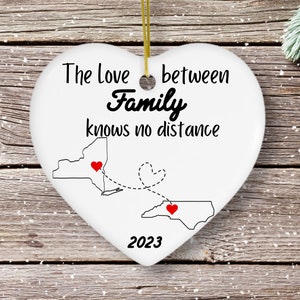 Miles Apart Ornament, Long Distance Family Friendship, State Ornament, Side by Side, Christmas Gift, Personalized Christmas Ornament, Friend
