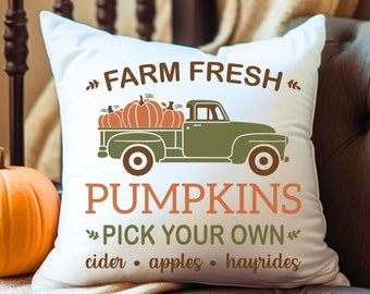 Fall Throw Pillow, Farm Fresh Pumpkins Couch Pillow, Rustic Home Decor, Fall Home Decor, Pumpkin Pillow, Soft Accent Pillow, Halloowen Decor
