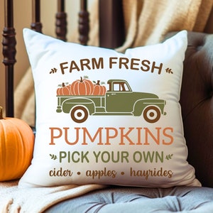 Fall Throw Pillow, Farm Fresh Pumpkins Couch Pillow, Rustic Home Decor, Fall Home Decor, Pumpkin Pillow, Soft Accent Pillow, Halloowen Decor