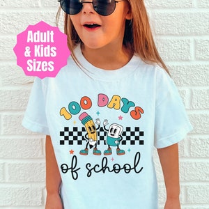 Retro 100 Days of School Shirt, Teacher 100th Day of School Tshirt, Kids 100 Days Tee Shirt, Celebration Student Shirt, Gift for Teacher