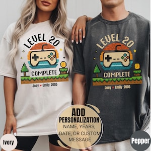 Comfort Colors® 20 Year Anniversary Gift For Husband Wife, Personalization 20th Anniversary Gift, Retro Video Game Shirt, Gamer Husband Gift