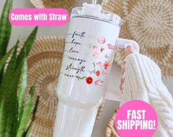 Christian Tumbler, Praying Mama Tumbler with Handle, Religious Gift for her, Jesus Travel 40 oz Mug, Bible Verse Scripture Cup
