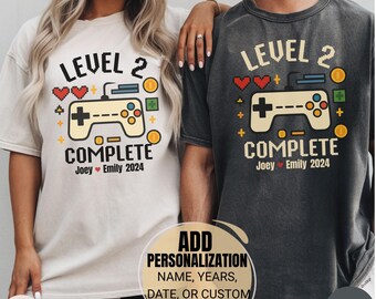Custom Personalized Anniversary Gift, Comfort Colors® 2 Year Anniversary For Husband Wife, 2nd Anniversary, Retro Video Game Shirt, Gamer