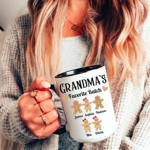 Personalisiertes Geschenk für Oma mit Namen der Enkelkinder, individuelles Weihnachtsgeschenk, Kaffeetasse, Geschenk für Nannie Nana Mimi Gigi Lieblings-Charge