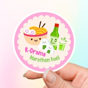 K-Drama Marathon Fuel Sticker: Korean Foodie Gift, Korean Drama Merch for Fans