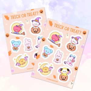 Halloween Bangtannies Sticker Sheet: Trick or Treat, OT7 Stickers, Kpop Army Gift