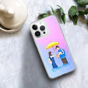 Lovely Runner Clear Phone Case for iPhone and Samsung, Kdrama Phone Case, Korean Drama Merch, Kdrama Fan Gift, Sol & Sun Jae Yellow Umbrella